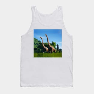 Jurassic Dinosaurs In the countryside Tank Top